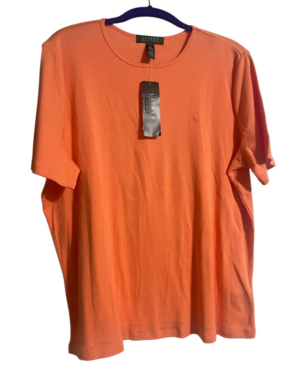 Lauren Ralph Lauren Womens 1X Orange Short Sleeve Logo Tee NWT Plus Size